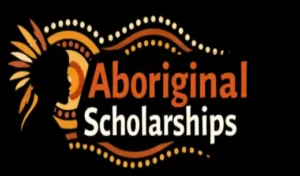 Aboriginal scholarships banner showing Indigenous student silhouette and cultural symbols