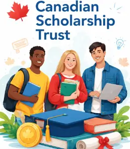 Canadian Scholarship Trust Program 2026/2027: How to Apply 1 Student holding books and Canadian flag representing education funding through the Canadian Scholarship Trust Program 2026/2027 in Canada